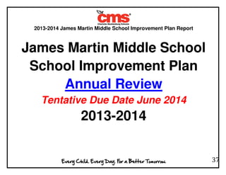 2013-2014 James Martin Middle School Improvement Plan Report
37
James Martin Middle School
School Improvement Plan
Annual Review
Tentative Due Date June 2014
2013-2014
 