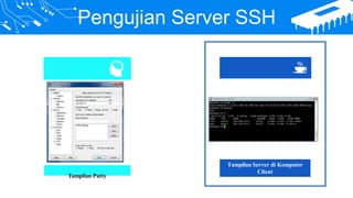Pengujian Server SSH
Tampilan Putty
.
Tampilan Server di Komputer
Client
 