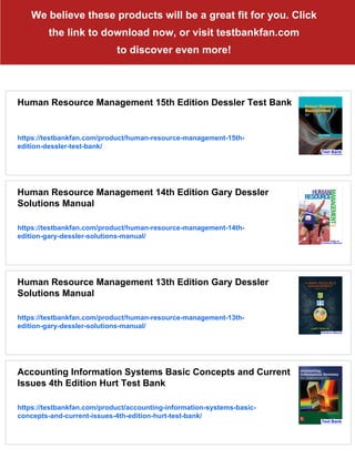 Human Resource Management 15th Edition Dessler Solutions Manual | PDF
