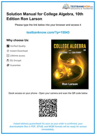 Solution Manual for College Algebra, 10th Edition Ron Larson instant ...