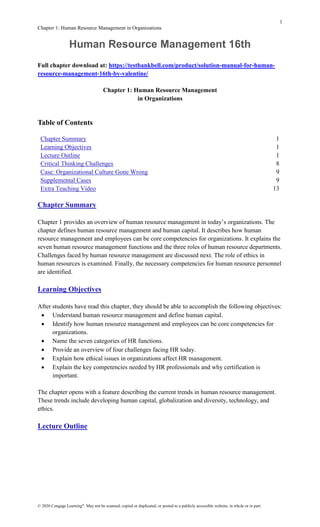 Solution Manual for Human Resource Management 16th by Valentine | PDF