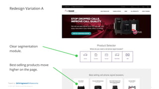 © 2007-2017 WiderFunnel Marketing Inc.
Tweet to: @chrisgoward #Awesome
Clear segmentation
module.
Redesign Variation A
Best-selling products move
higher on the page.
 