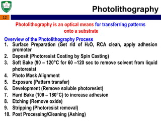 Photolithography Process.pdf Lithography, Photolithography--ABU SYED KUET | PPTX