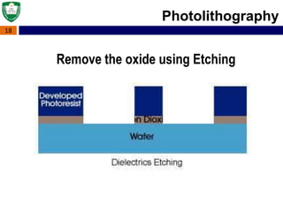 18
Photolithography
Remove the oxide using Etching
 