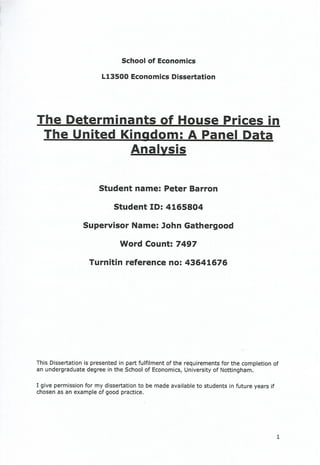 The Determinants of House Prices in the United Kingdom - A Panel Data Analysis