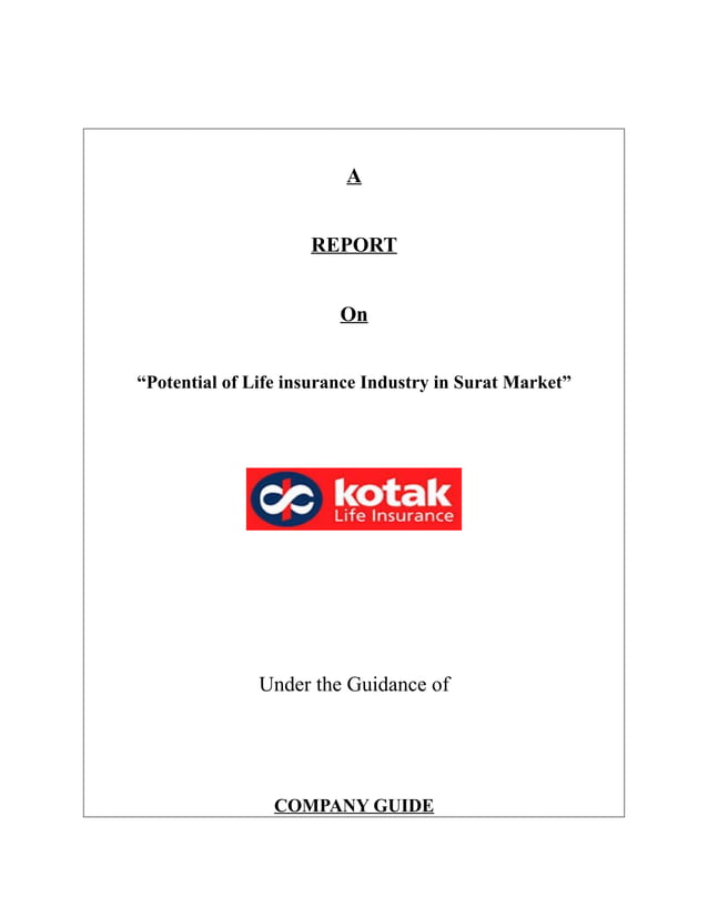 15596379 final-project-report-on-life-insurance-kotak | PDF | Life ...