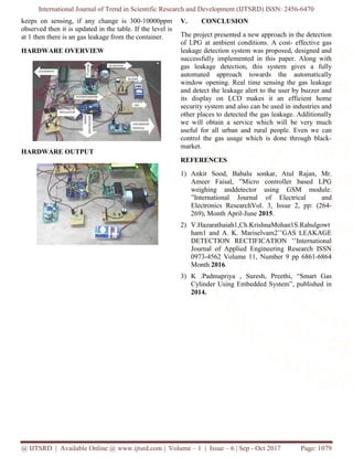Smart Automation Gas Level Monitoring with Gas Leakage Deduction and ...