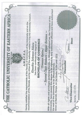Degree Certificates Solomon Nduru Kinuthia