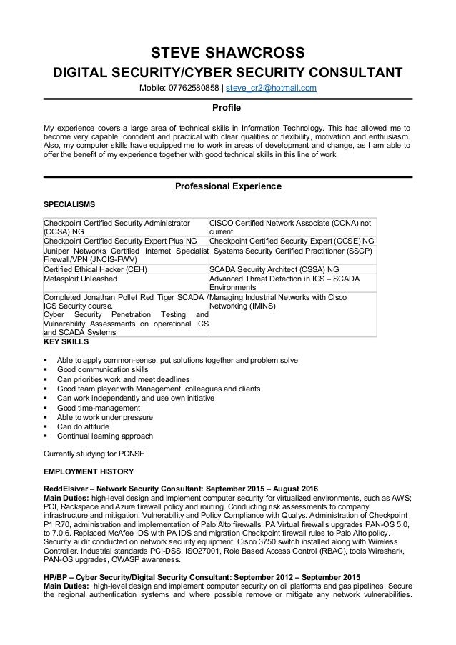 pic Cyber Security Resume Keywords cyber security cv profile june 2021