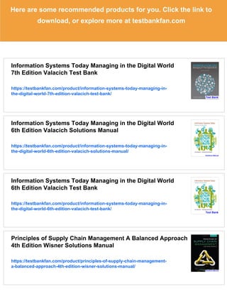 Information Systems Today Managing in the Digital World 7th Edition ...