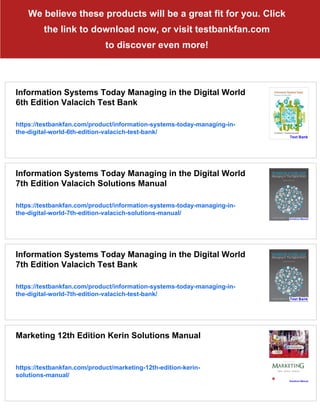 Information Systems Today Managing in the Digital World 6th Edition ...