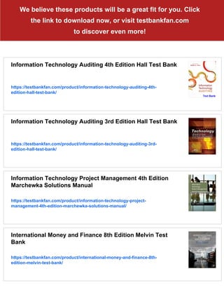 Information Technology Auditing 4th Edition Hall Solutions Manual | PDF