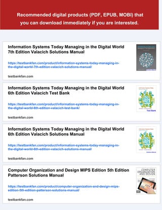Information Systems Today Managing in the Digital World 7th Edition ...