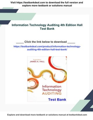 Information Technology Auditing 4th Edition Hall Test Bank | PDF