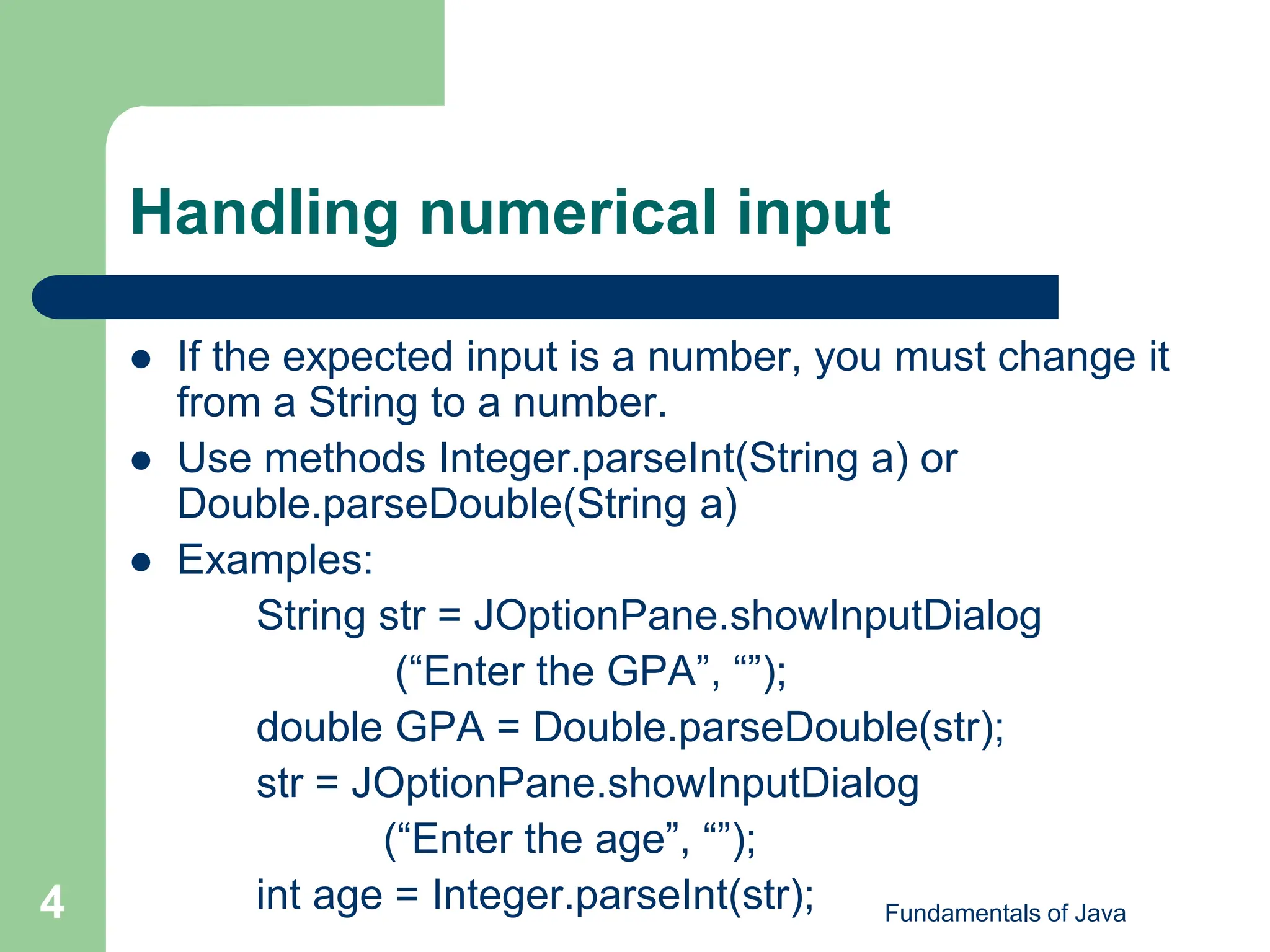 Fundamentals of Java | PPT