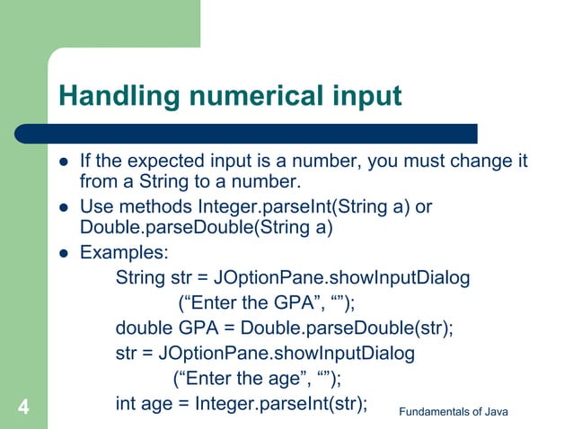 Fundamentals of Java | PPT