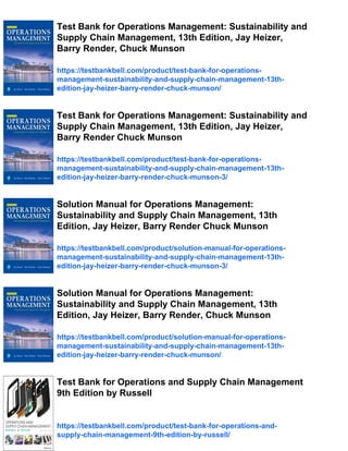 Test Bank for Principles of Operations Management Sustainability and ...