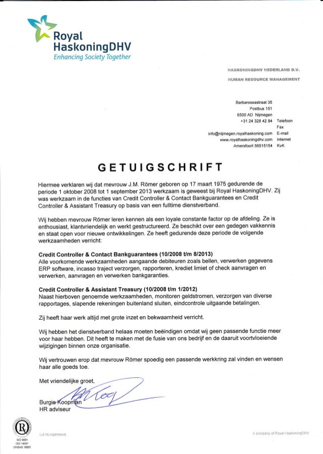 Getuigschrift HaskoningDHV