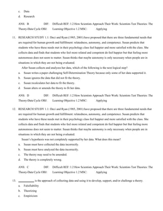 Test Bank for Research Methods in Psychology 3rd by Morling | PDF