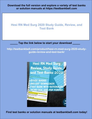 Hesi RN Med Surg 2020 Study Guide, Review, and Test Bank | PDF
