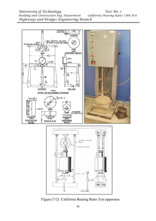 University of Technology Test No. 7
Building and Construction Eng. Department California Bearing Ratio CBR Test
Highways and Bridges Engineering Branch
35
Figure (7-2) California Bearing Ratio Test apparatus
 
