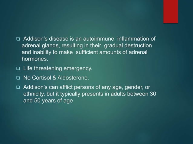 addison's disease ppt by ankita patel | PPTX | Hormonal Disorders ...