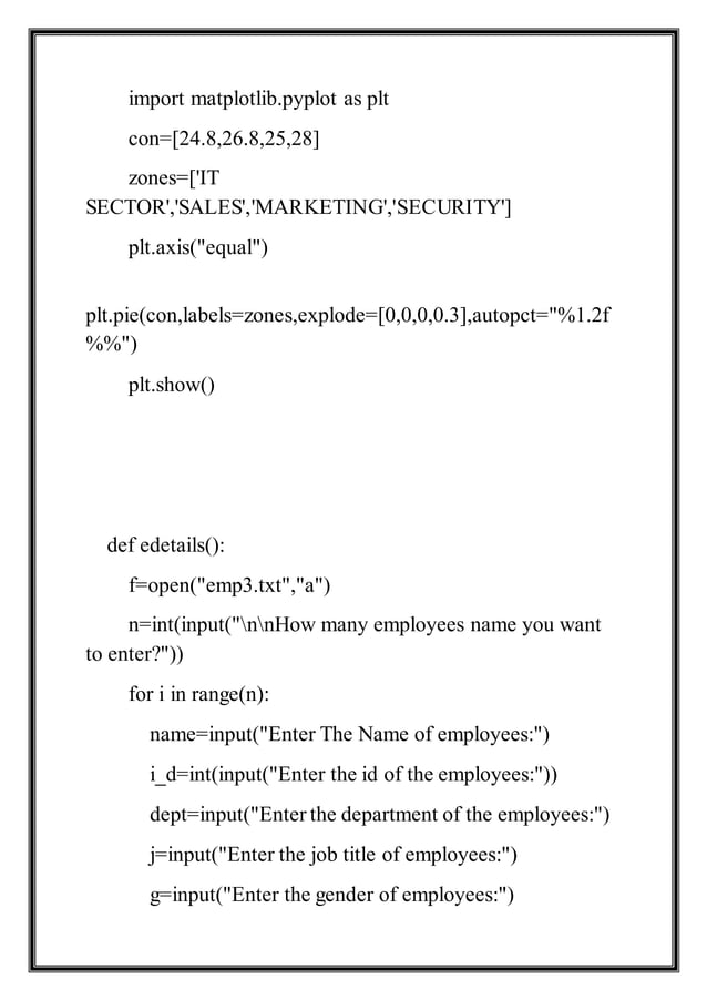 class 12th computer science project Employee Management System In ...