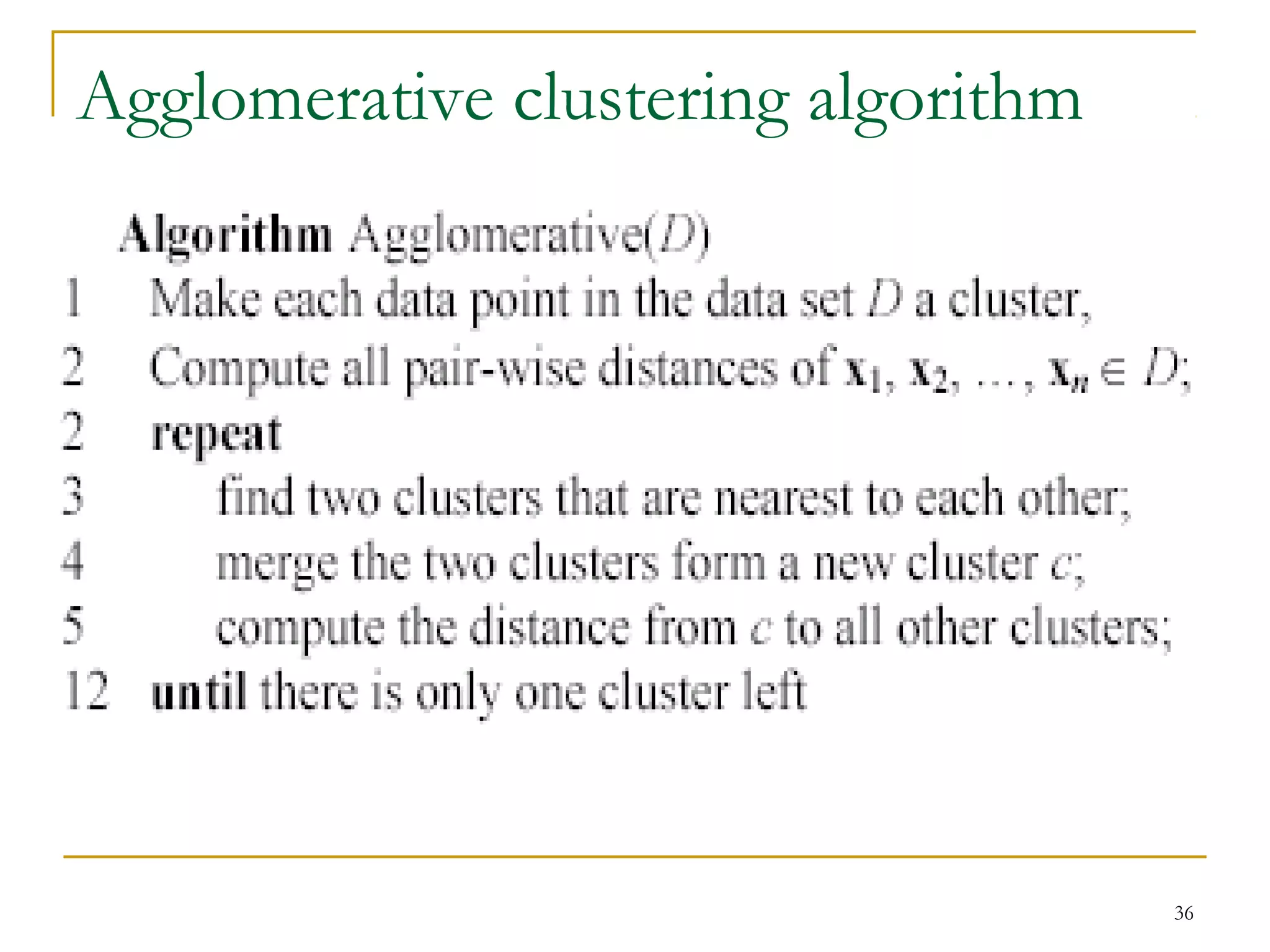 36 
Agglomerative clustering algorithm 
 