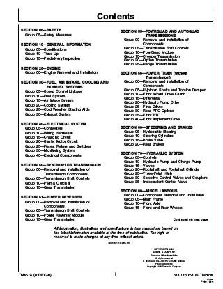 SECTION 05—SAFETY
Group 05—Safety Measures
SECTION 10—GENERAL INFORMATION
Group 05—Specifications
Group 10—Tune-Up
Group 1...