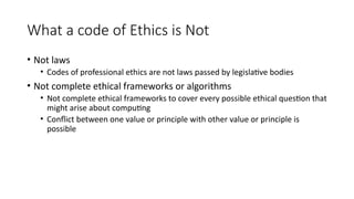 Not Ethical Add CODE OF ETHICS - Introduction to Professional Practices | PPTX