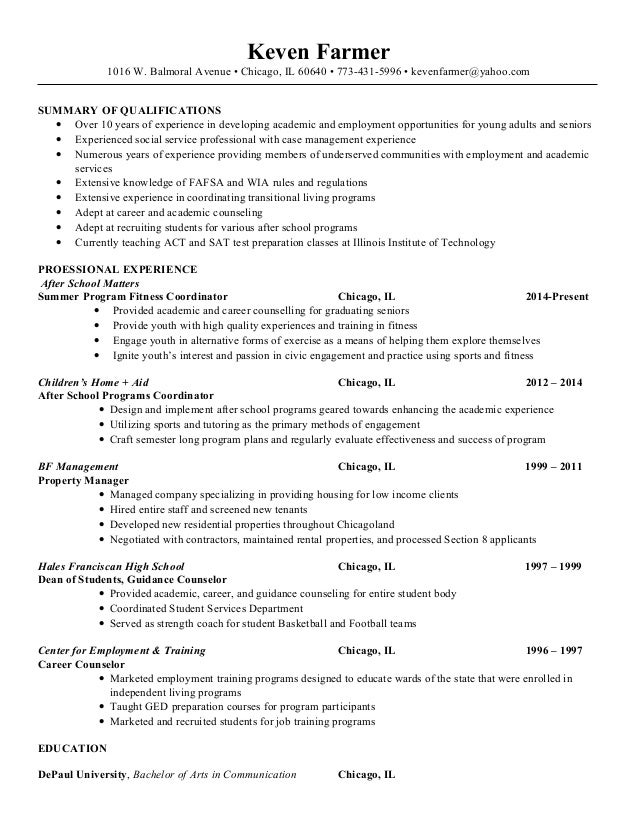 keven farmer youth programs coordinator resume sample youth program coordinator resume