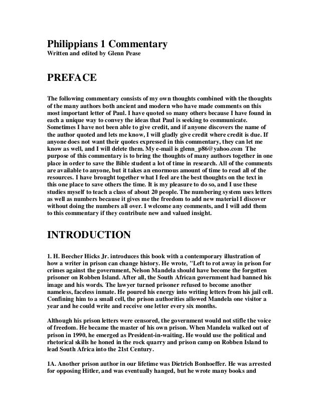 Philippians 1 Commentary Written And Edited By Glenn Pease PREFACE The Following Consists Of My Philippians 1 Commentary Written And Edited By Glenn Pease PREFACE The Following Consists Of My