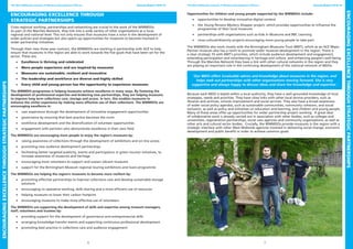 6 7
The West Midlands network of Museum Development Officers Annual Report 2012-13 The West Midlands network of Museum Development Officers Annual Report 2012-13
Encouraging Excellence through
strategic partnerships
Cross-regional working, partnerships and networking are crucial to the work of the WMMDOs.
As part of the Marches Network, they link into a wide variety of other organisations at a local,
regional and national level. This not only ensures that museums have a voice in the development of
wider policies and strategies but also opens up opportunities for museums to become involved in
wider partnership initiatives.
Through their new three-year contract, the WMMDOs are working in partnership with ACE to help
ensure that museums in the region are able to work towards the five goals that have been set for the
sector. These are:
•	 Excellence is thriving and celebrated
•	 More people experience and are inspired by museums
•	 Museums are sustainable, resilient and innovative
•	 The leadership and workforce are diverse and highly skilled
•	 Every child and young person has the opportunity to experience museums
The WMMDO programme is helping museums achieve excellence in many ways. By fostering the
development of professional expertise and brokering new partnerships, they are helping museums
to improve long term collections care, storage and access. In turn, this enables museums to
enhance the visitor experience by making more effective use of their collections. The WMMDOs are
encouraging excellence in:
•	 user experience through the development of innovative engagement opportunities
•	 governance by ensuring that best practice becomes the norm
•	 workforce development and the diversification of volunteer opportunities
•	 engagement with partners who demonstrate excellence in their own field
The WMMDOs are encouraging more people to enjoy the region’s museums by:
•	 raising awareness of collections through the development of exhibitions and on-line access
•	 promoting new audience development partnerships
•	 facilitating better targeted publicity, events and participation in green tourism initiatives, to
increase awareness of museums and heritage
•	 encouraging more volunteers to support and sustain vibrant museums
•	 support for the Birmingham Museum regional touring exhibitions and loans programme
The WMMDOs are helping the region’s museums to become more resilient by:
•	 promoting effective partnerships to improve collections care and develop sustainable storage
solutions
•	 encouraging co-operative working, skills sharing and a more efficient use of resources
•	 helping museums to lower their carbon footprint
•	 encouraging museums to make more effective use of volunteers
The WMMDOs are supporting the development of skills and expertise among museum managers,
staff, volunteers and trustees by:
•	 providing support for the development of governance and entrepreneurial skills
•	 arranging knowledge transfer events and supporting continuous professional development
•	 promoting best practice in collections care and audience engagement
Opportunities for children and young people supported by the WMMDOs include:
•	 opportunities to develop innovative digital content
•	 the Young Persons Mystery Shopper project, which provides opportunities to influence the
programmes of their local museums
•	 partnerships with organisations such as Kids in Museums and BBC Learning
•	 cross cultural/diversity projects encouraging more young people to take part
The WMMDOs also work closely with the Birmingham Museums Trust (BMT), which as an ACE Major
Partner museum also has a remit to promote wider museum development in the region. There is
a clear strategic fit with BMT’s priorities, which include audience development and engagement,
extending participation and volunteering in heritage and culture, and enhancing people’s well-being.
Through the Marches Network they have a link with other cultural networks in the region and they
are playing an important role in the continuing development of the national network of MDOs.
‘Our MDO offers invaluable advice and knowledge about museums in the region, and
helps seek out partnerships with other organisations moving forward. She is very
supportive and always happy to discuss ideas and share her knowledge and expertise.’
Because each MDO is based within a local authority, they have a well-grounded knowledge of local
strategies, needs and priorities. They have close links with other local service providers, such as
libraries and archives, schools improvement and social services. They also have a broad awareness
of wider social policy agendas, such as sustainable communities, community cohesion, and social
exclusion, as well as policy and initiatives on education and learning, and children and young people.
Many of these areas offer up opportunities for wider partnership project working. A great deal
of collaborative work is already carried out in association with other bodies, such as colleges and
universities, regeneration partnerships, social care agencies and community organisations, as well as
other arts and cultural sector bodies. Crucially, the WMMDOs provide museums in the region with a
strategic interface with other West Midlands agencies involved in delivering social change, economic
development and public benefit in order to achieve common goals.
EncouragingExcellencethroughstrategicpartnerships
EncouragingExcellencethroughstrategicpartnerships
 