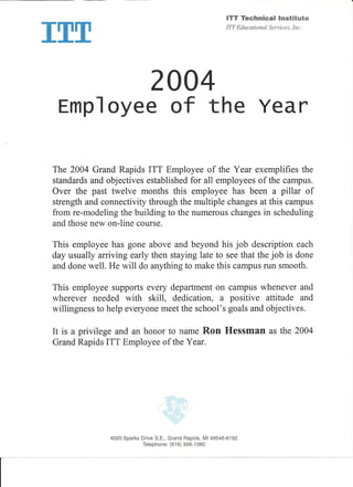 ITT 2004 Employee of Year Grand Rapids
