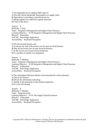Test Bank for Supply Chain Logistics Management 5th by Bowersox | PDF