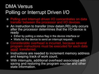 DMA Versus Polling or Interrupt Driven I/O | PPTX