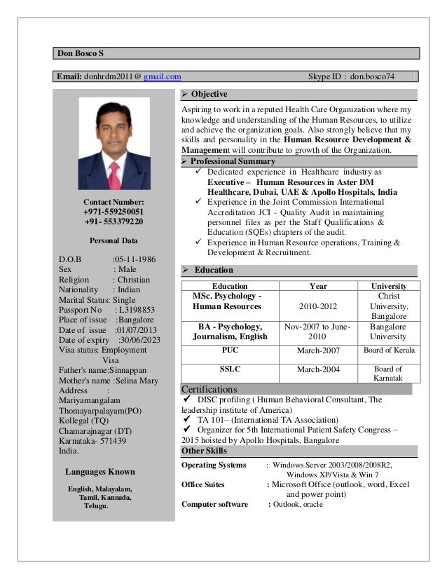 don bosco human resources resume human resources resumes