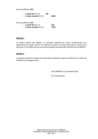 Salaires Minimaux des Ouvriers du Bâtiment
Commission Paritaire Régionale du 16 novembre 2017
PAGE 3 SUR 4
Pour le coeffic...