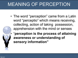 Latin Perception Perception (organisational behavior) | PPSX