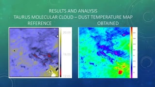 RESULTS AND ANALYSIS
TAURUS MOLECULAR CLOUD – DUST TEMPERATURE MAP
REFERENCE OBTAINED
 