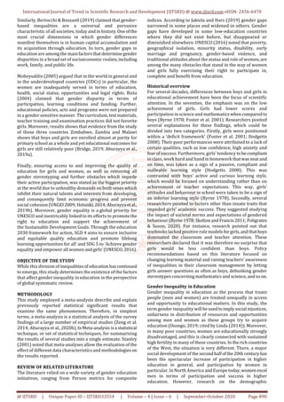 Gender Inequalities in the Context of Basic Education A Literature ...
