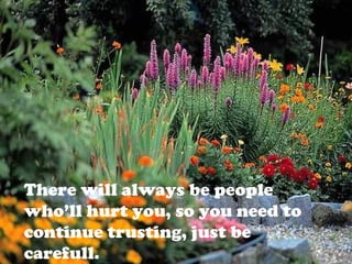 There will always be people
who’ll hurt you, so you need to
continue trusting, just be
carefull.
 