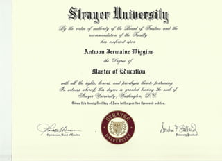 Strayer University Master of Education degree