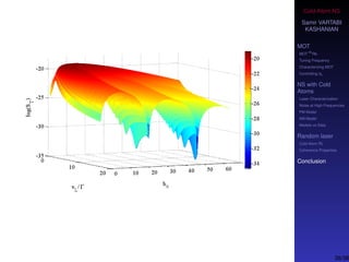 Cold-Atom NS
Samir VARTABI
KASHANIAN
MOT
MOT
85
Rb
Tuning Frequency
Characterizing MOT
Controlling b0
NS with Cold
Atoms
Laser Characterization
Noise at High-Frequencies
PM Model
AM Model
Models vs Data
Random laser
Cold-Atom RL
Coherence Properties
Conclusion
38/38
 
