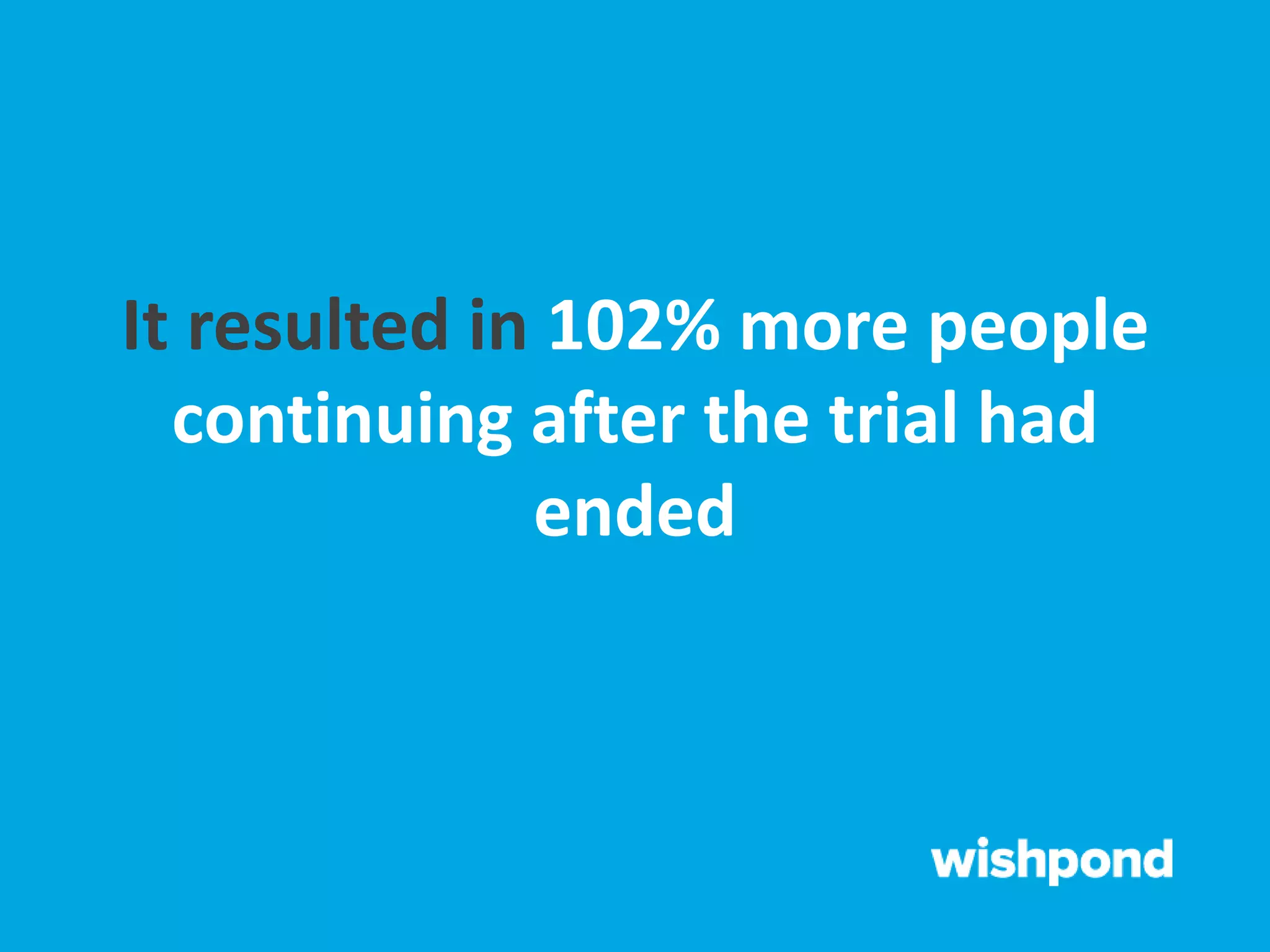 It resulted in 102% more people
continuing after the trial had
ended
 