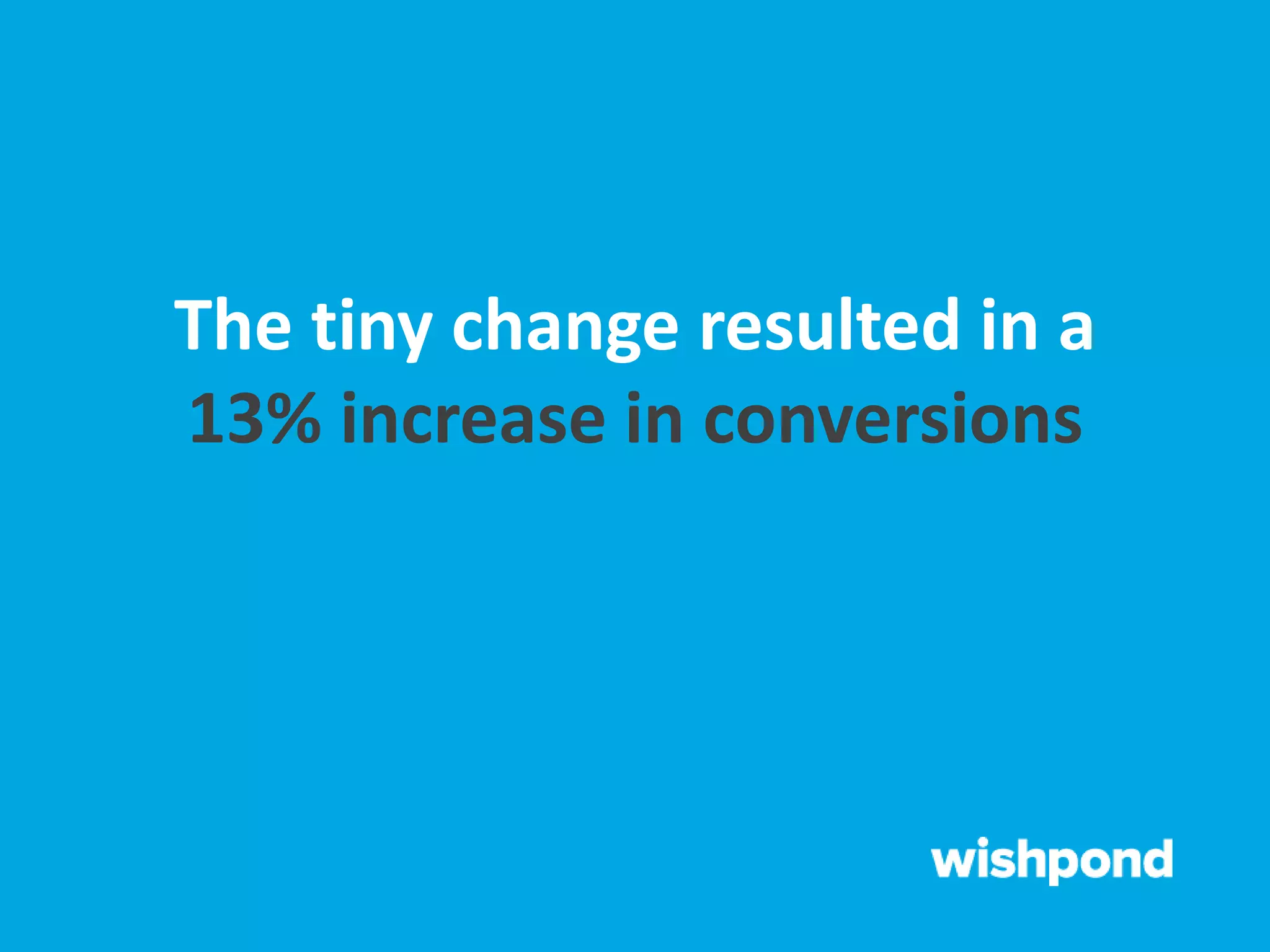 The tiny change resulted in a
13% increase in conversions
 