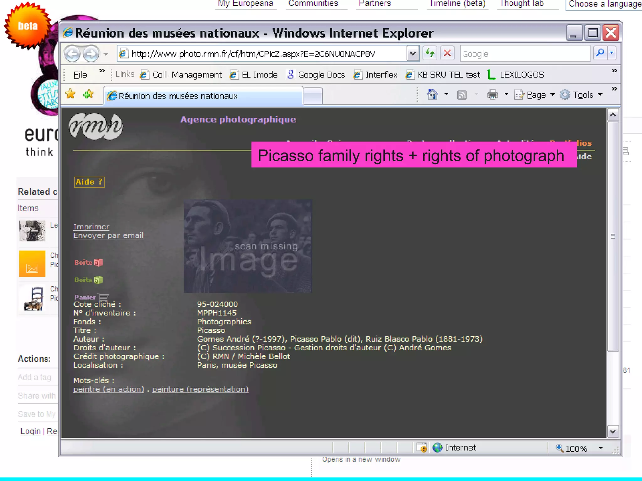 Picasso family rights + rights of photograph 