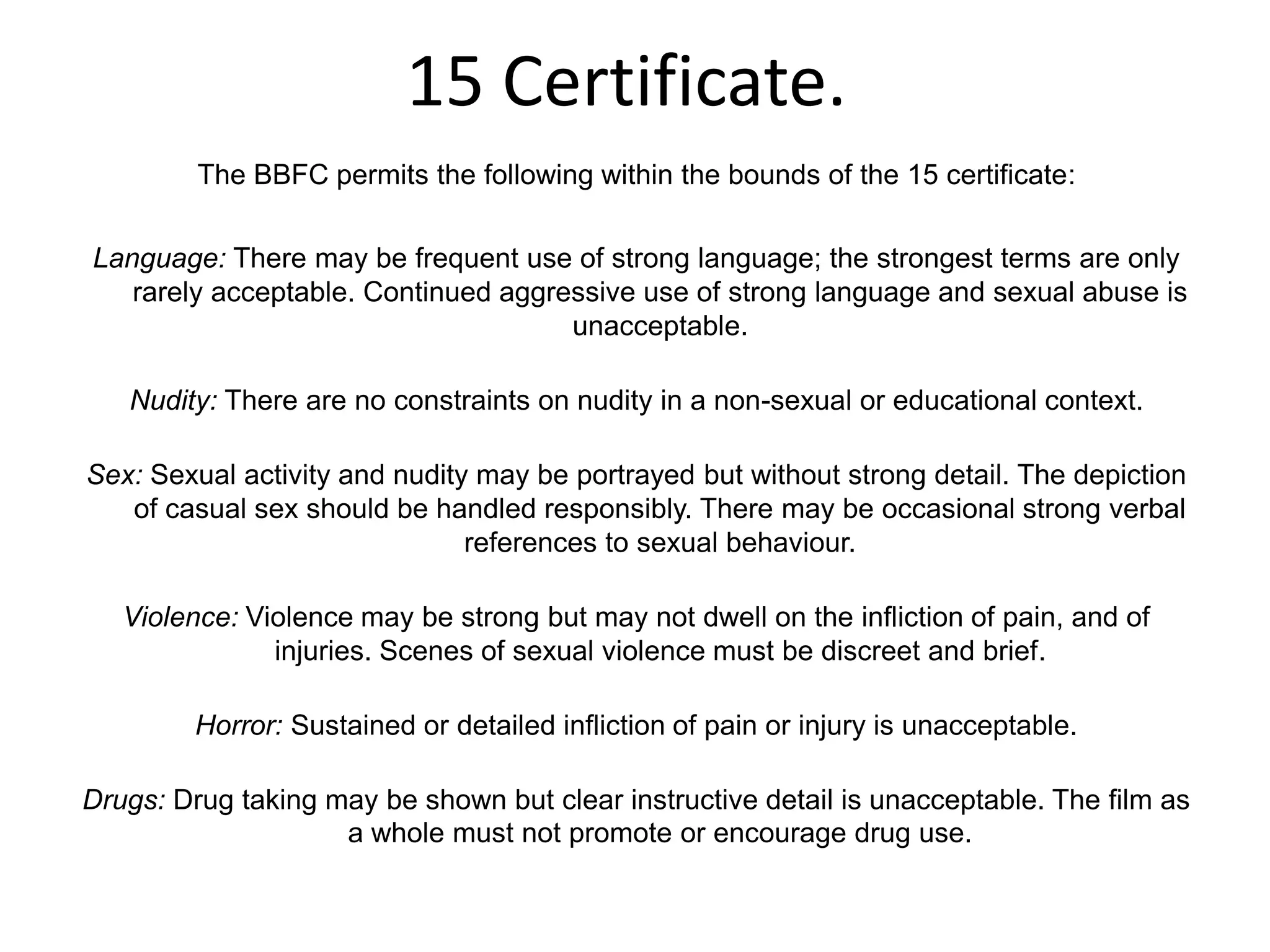 15 and 18 certificates PPT