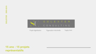 SOLEXTER2004-2019
15 ans : 15 projets
représentatifs
 