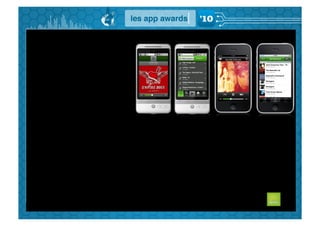 Spotify Mobile
Compatible iPhone /
iTouch, mobiles Androïd,
Symbian et Palm
prochainement.


•  Streaming en WIFI ou en 2.5/3G
•  Listes de lecture hors connexion grâce à la mémoire cache, peut
contenir jusqu’à 3 333 morceaux synchronisés sur 3 terminaux
différents.
•  Gestion des listes de lecture existantes.
•  Synchronisation en temps réel : un titre ajouté à une liste de lecture
à partir du mobile apparaît immédiatement sur l’ordinateur et vice
versa.
 